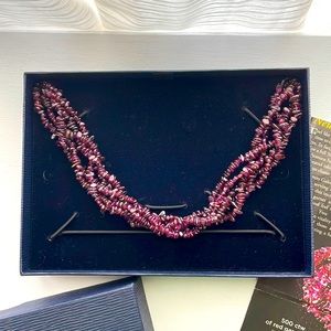 Purple necklace. Red garnet. Stauer